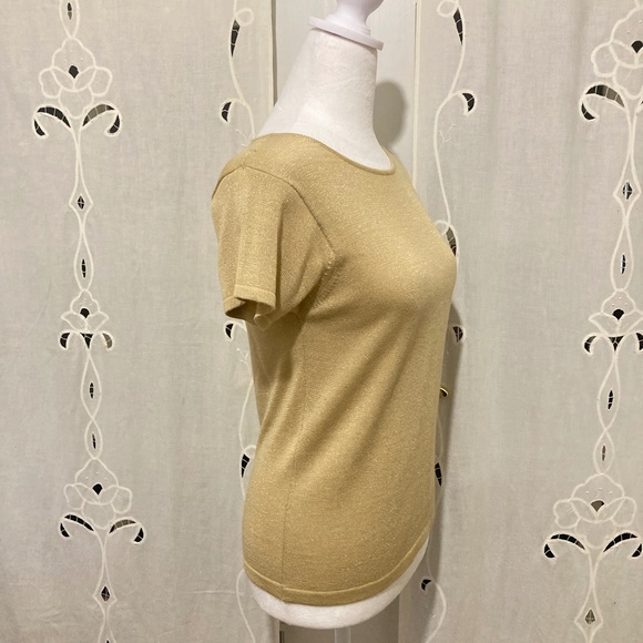 Holiday-Perfect Sparkly Gold, Ellen Tracy Top, Size P - Picture 2 of 8